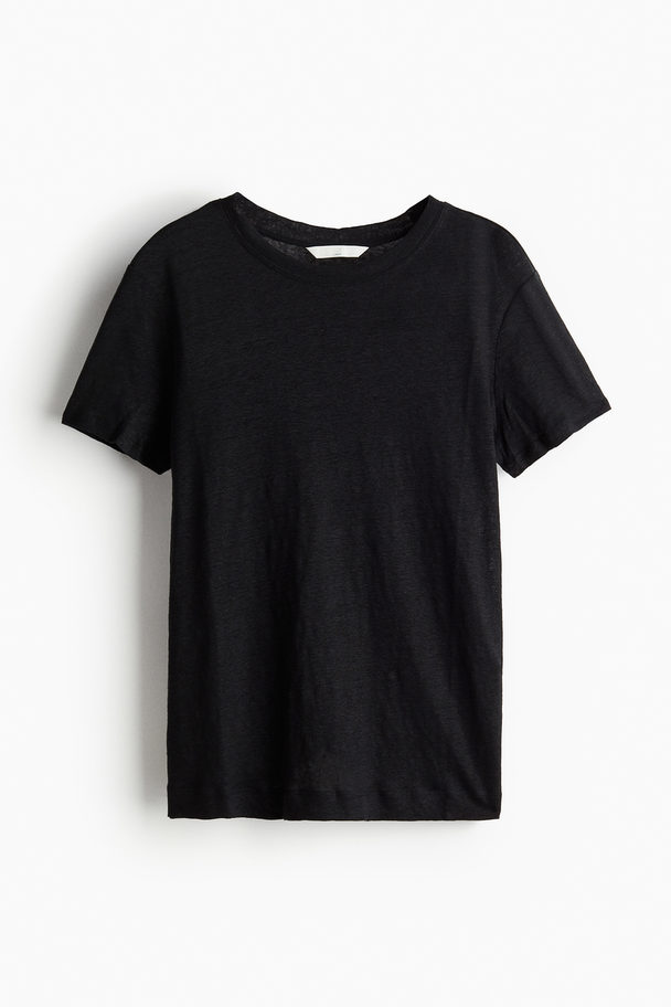 H&M Linen T-shirt Black
