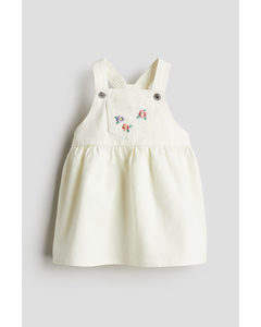 Twill Dungaree Dress Cream/flowers