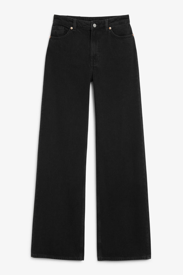 Monki Lange Zwarte Yoko Jeans Met Hoge Taille Zwart