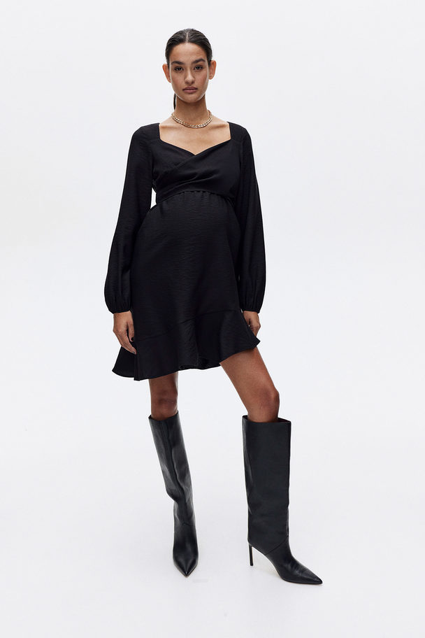 H&M MAMA Kleid mit Bindebändern Schwarz