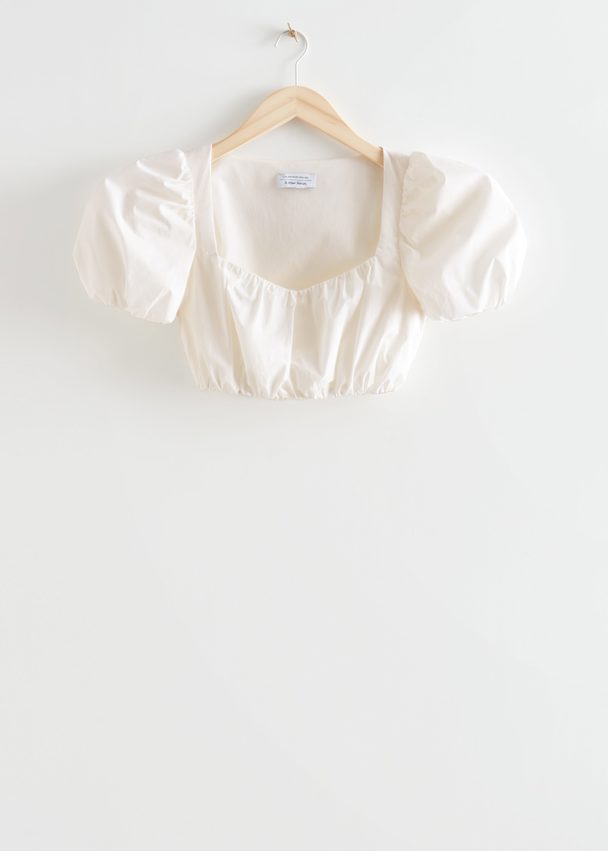 & Other Stories Puff Sleeve Crop Top White