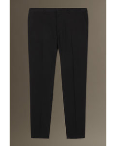 Wool-hopsack Trousers - Slim Black