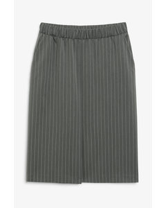 Pinstripe Midi Skirt Grey Pinstripe