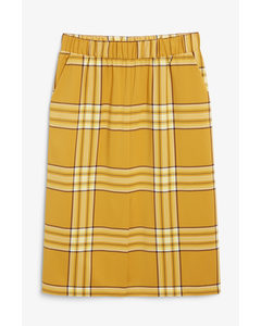 Patterned Midi Skirt Yellow Checks