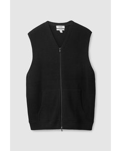 Knitted Zip-up Gilet Black