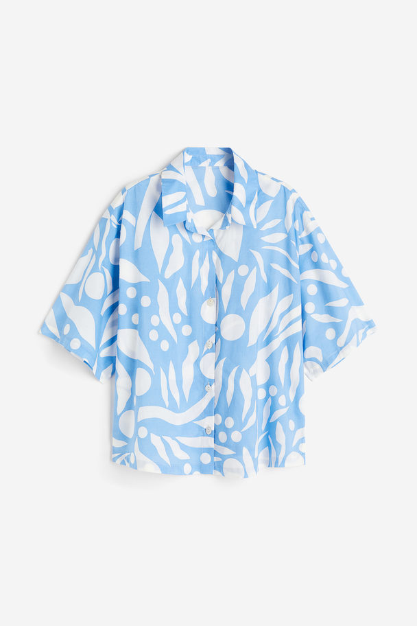 H&M Crêpe Beach Shirt Blue/patterned