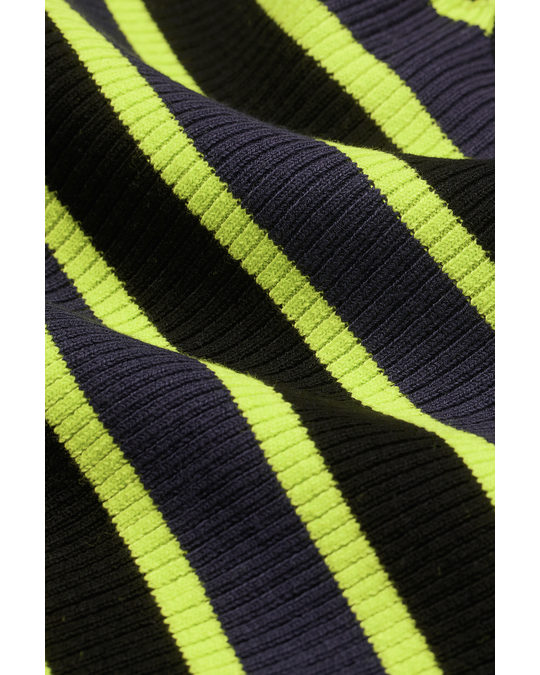 H&M Ribbed Crop Top Dark Grey/striped