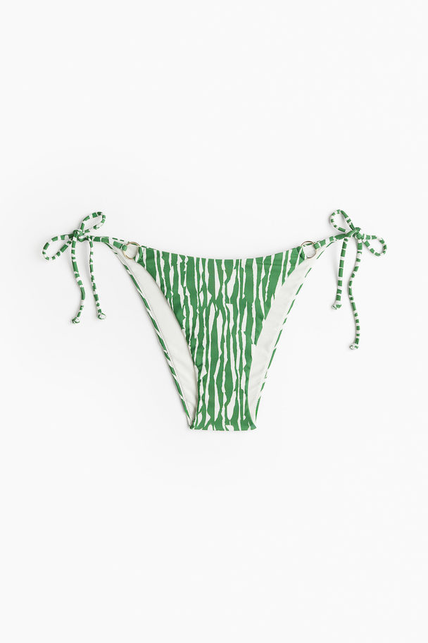 H&M Tie Tanga Bikini Bottoms Green/patterned