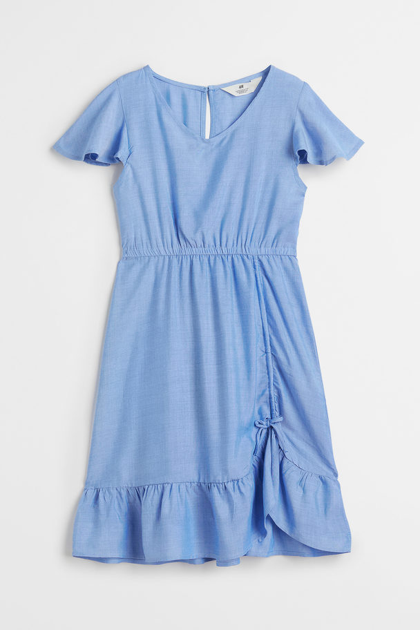 H&M Kleid mit Volantsaum Blau
