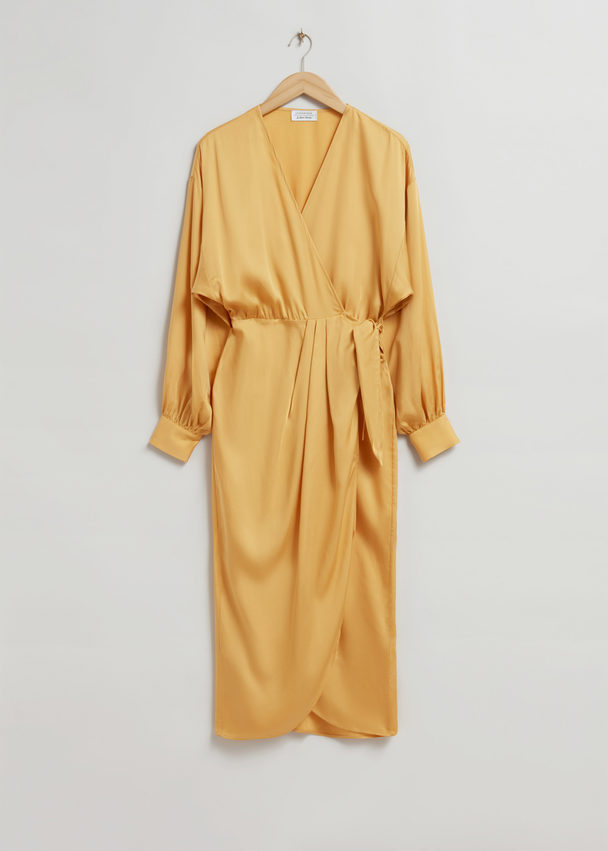 & Other Stories V-neck Wrap Dress Yellow