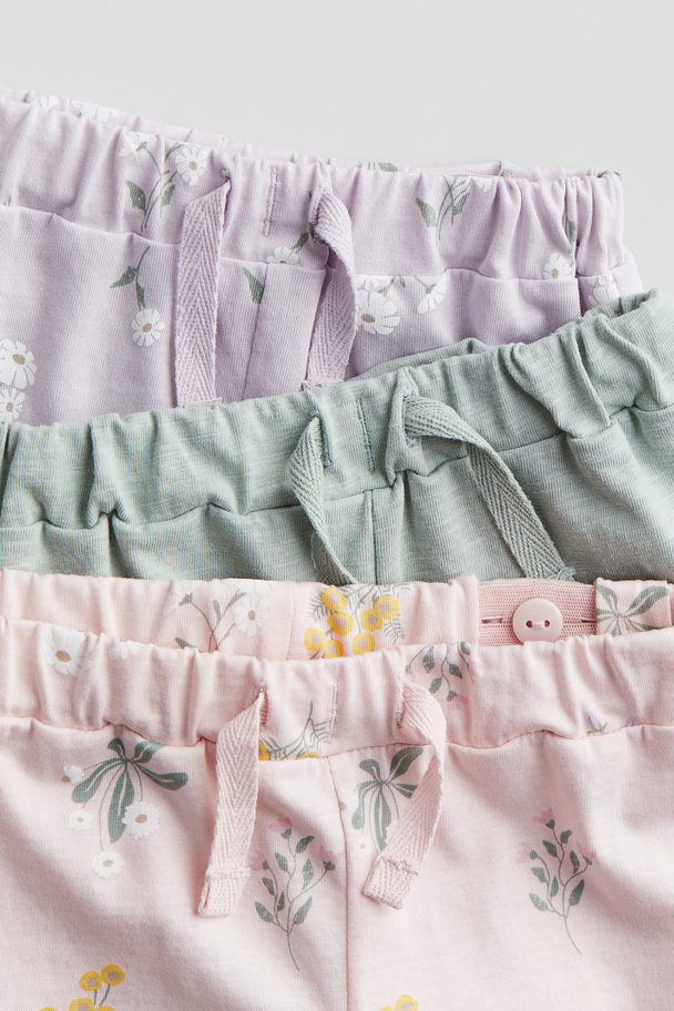 H&M 3er-Pack Jerseyshorts mit Volants Helllila/Geblümt