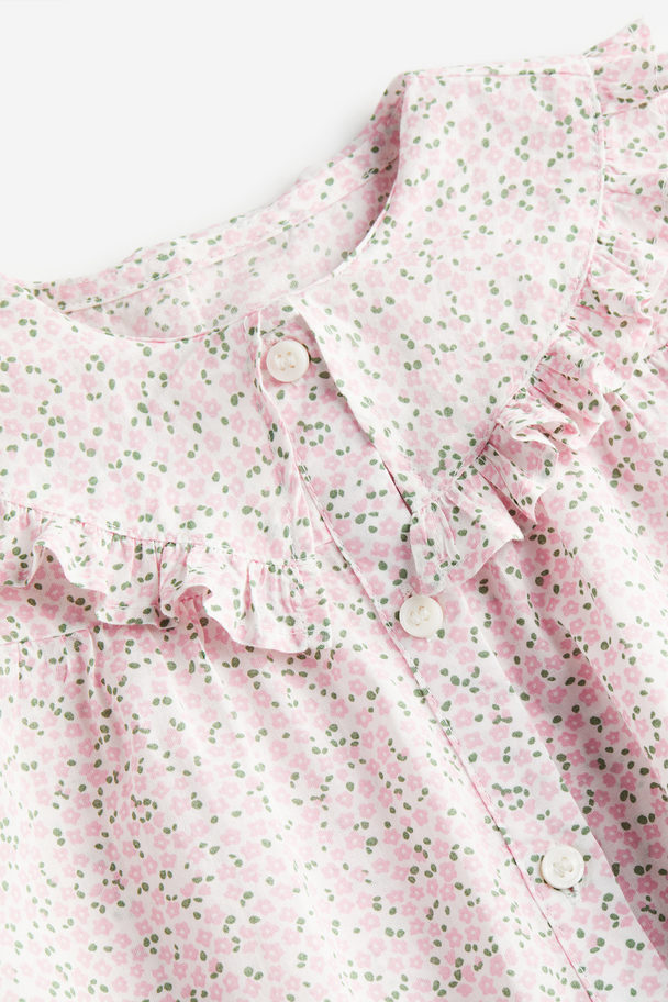 H&M 2-piece Patterned Set White/pink Floral