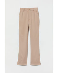 Slit-detail Flared Trousers Beige
