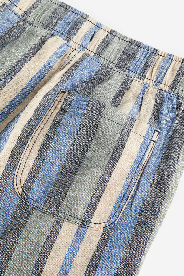 H&M 2-piece Linen-blend Set Navy Blue/striped