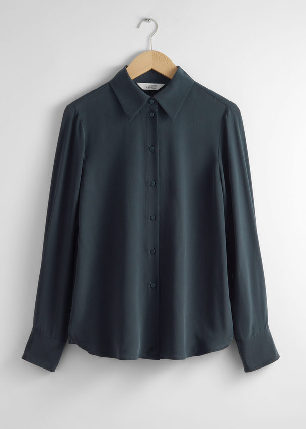 & Other Stories Mulberry Silk Shirt Navy