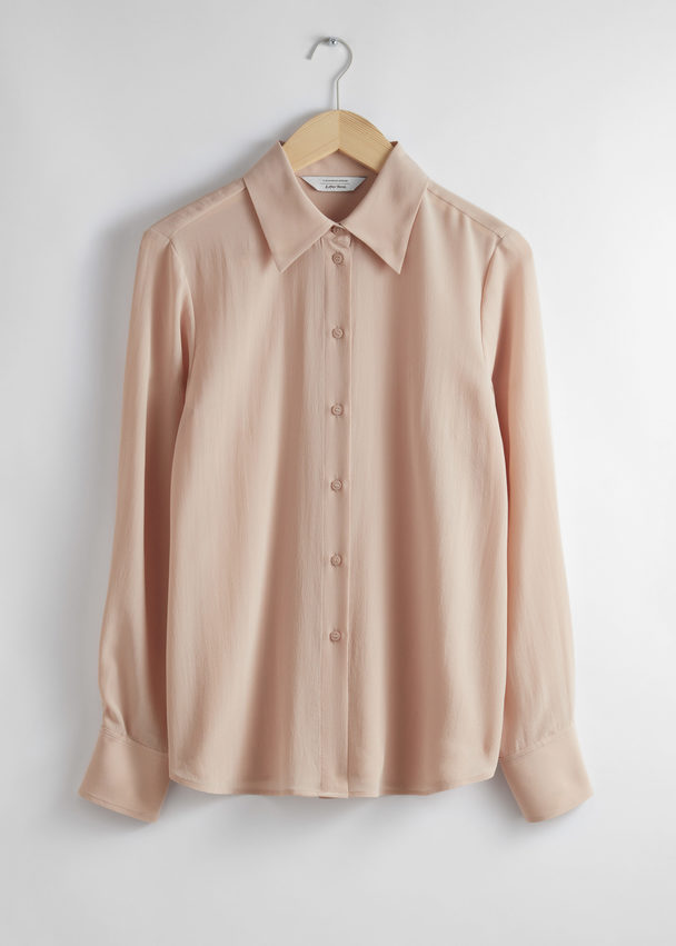 & Other Stories Mulberry Silk Shirt Beige