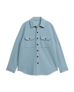 Oversized-Overshirt aus Wolle Hellblau