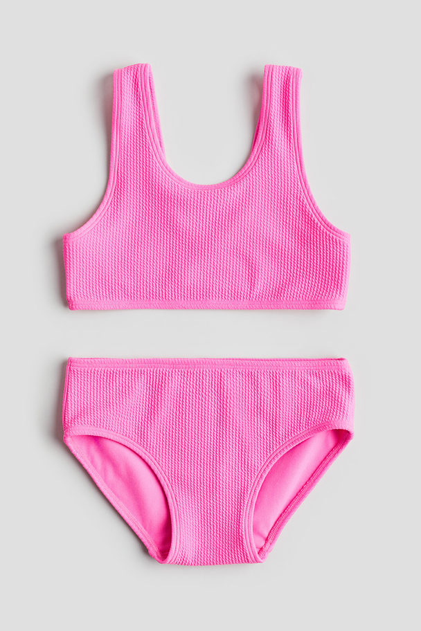 H&M Textured Bikini Bright Pink