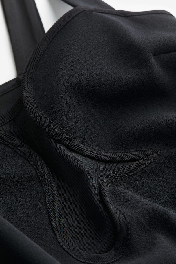 H&M Bodycon-Kleid mit Mesh-Detail Schwarz