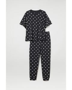H&m+ Tricot Pyjama Donkergrijs Gemêleerd/stippen