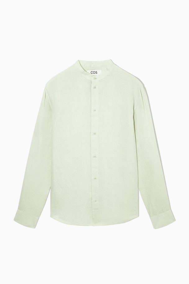 COS Grandad-collar Hemp Shirt Light Green