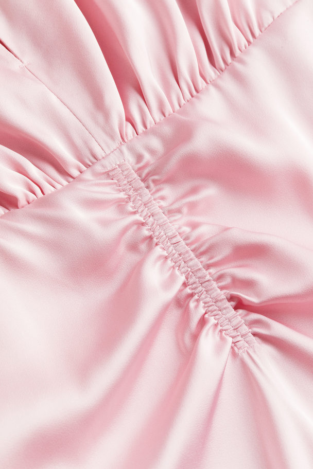 H&M Draped Satin Dress Light Pink