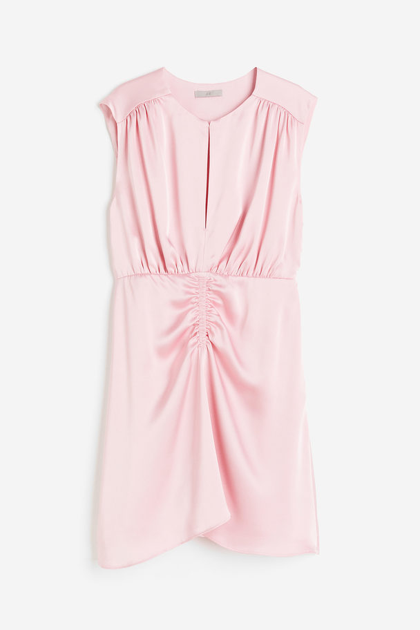 H&M Draped Satin Dress Light Pink