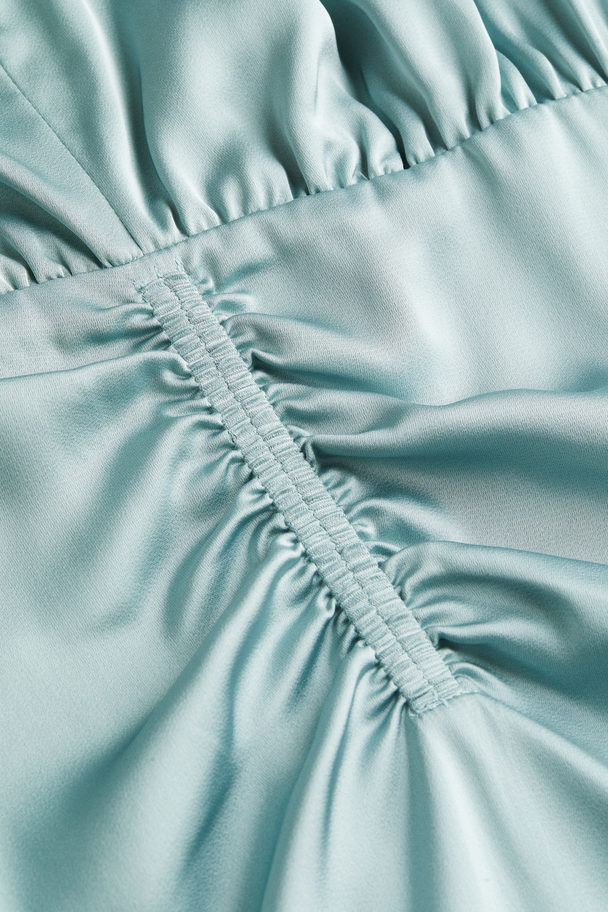 H&M Draped Satin Dress Light Turquoise