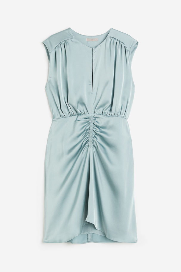 H&M Draped Satin Dress Light Turquoise