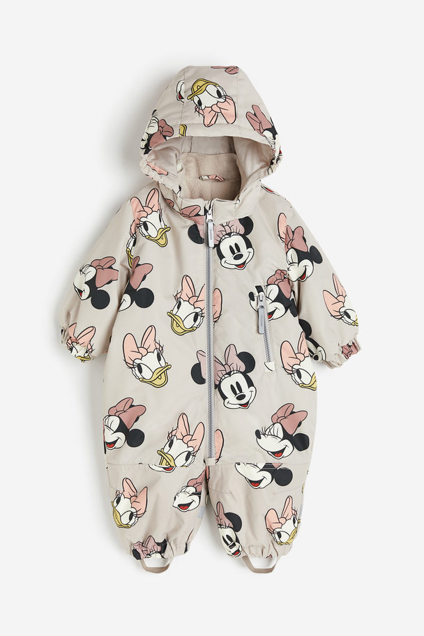 H&M Water-repellent All-in-1 Suit Light Greige/minnie Mouse
