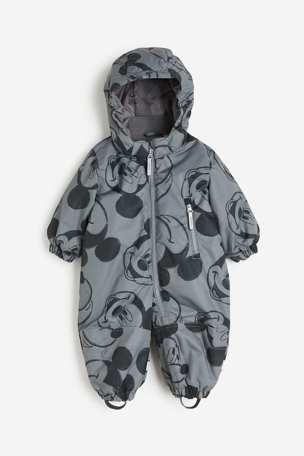 H&M Water-repellent All-in-1 Suit Grey/mickey Mouse