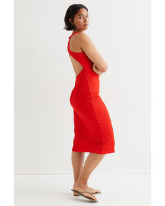 Ribbed Open-backed Dress Red