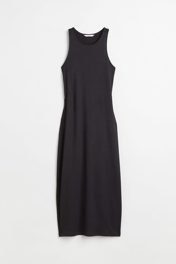 H&M Ribbed Open-backed Dress Black