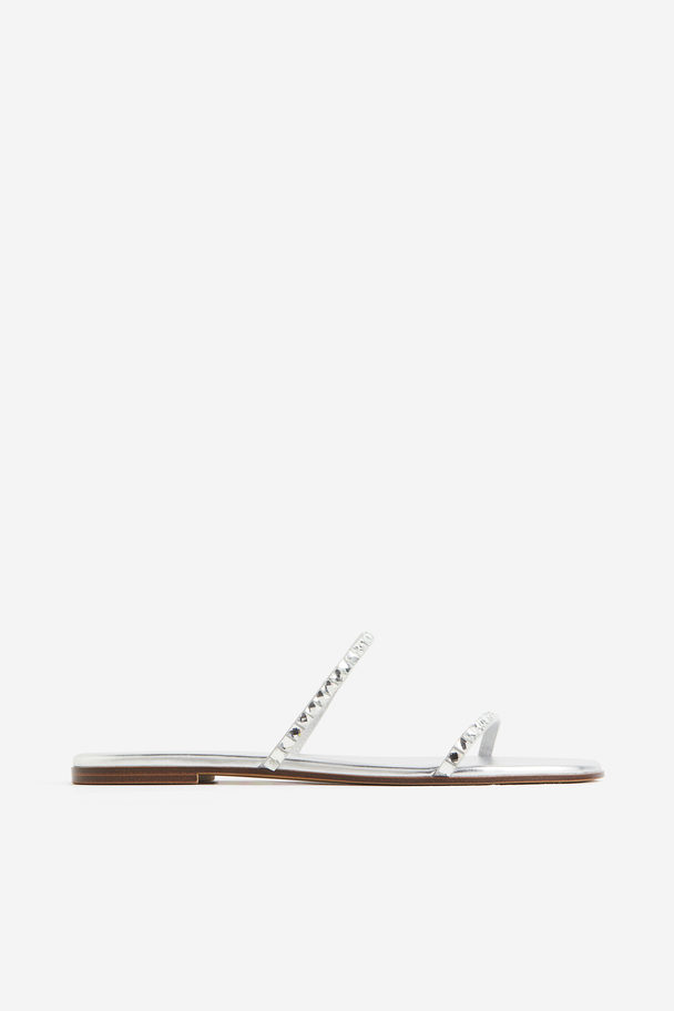 H&M Sandalen mit Nieten Silberfarben