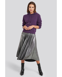 Midi Pleated Skirt Silver