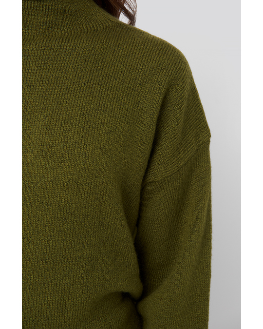 NA-KD Turtlneck Oversized Knitted Sweater Olive Green