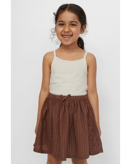 H&M Double-weave Cotton Skirt Brown