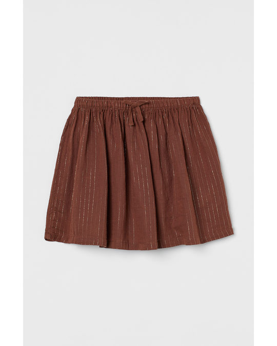 H&M Double-weave Cotton Skirt Brown