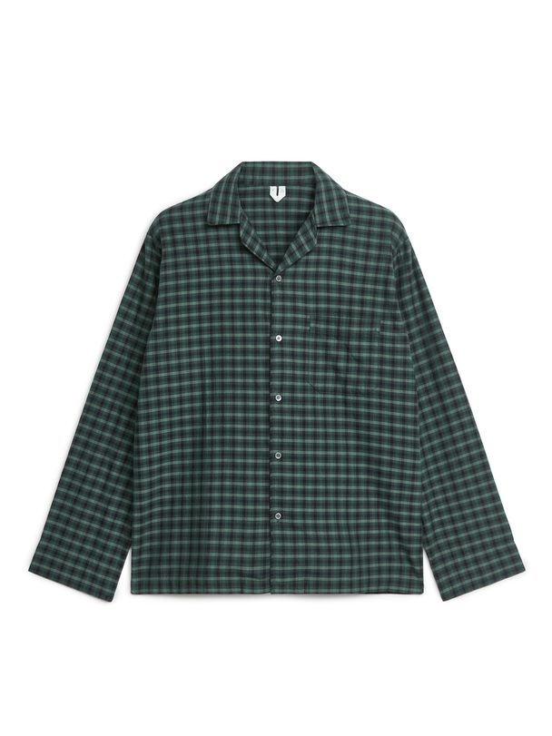 ARKET Flanellen Pyjamashirt Zwart/groen