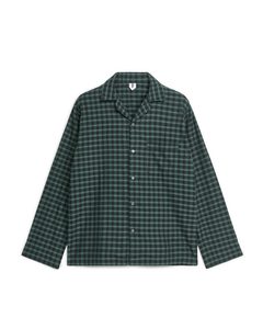 Flanellen Pyjamashirt Zwart/groen