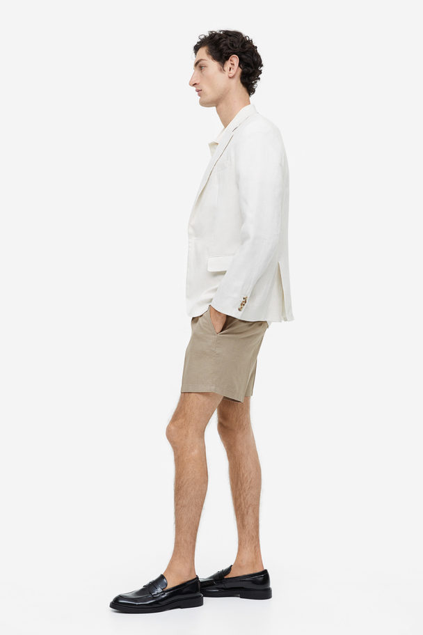 H&M Dressed Short Van Linnenmix - Regular Fit Taupe