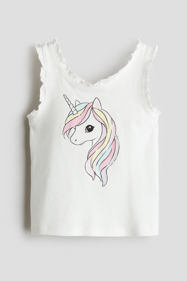 H&M Tanktop mit Volants Weiß/Einhorn