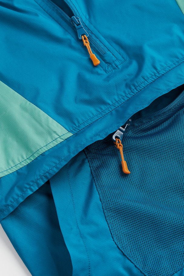 H&M Windproof Popover Jacket Blue/block-coloured