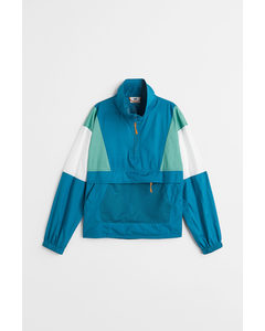Windproof Popover Jacket Blue/block-coloured
