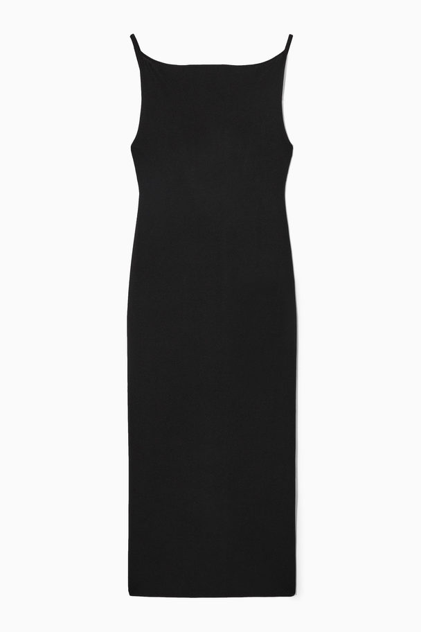COS Square-neck Knitted Midi Slip Dress Black