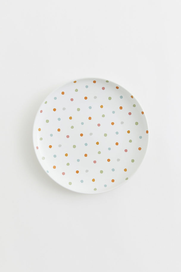 H&M HOME Spotted Porcelain Plate White/spotted