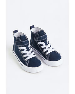 Canvas Hi-top Trainers Navy Blue