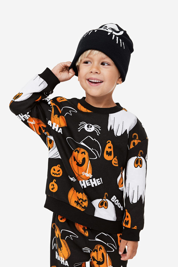 H&M Sweatshirt Black/pumpkins