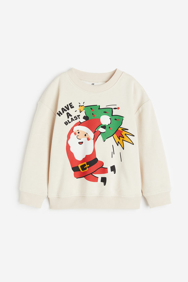 H&M Sweater Lichtbeige/kerstman