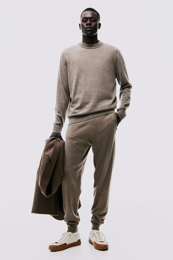 H&M Feinstrick-Joggpants aus Wollmix Regular Fit Dunkelbeige